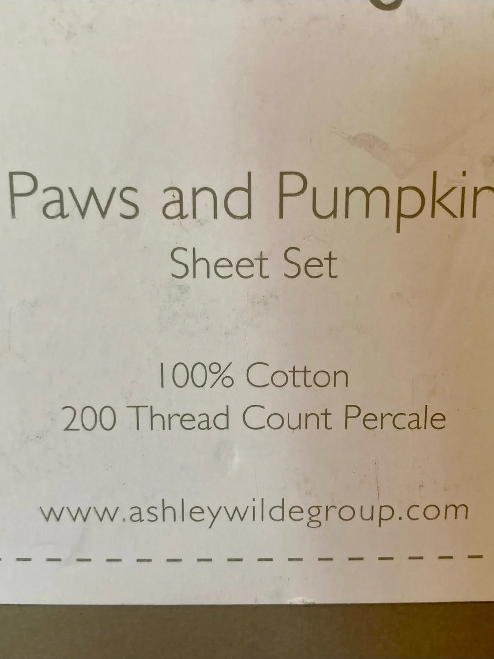 NEW Sophie Allport “Paws and Pumpkin” Print White Cotton Sheet Set- size full